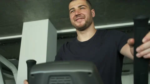 Professional athlete does cadre training on orbitrek. Preparation for Stock Footage 139041319