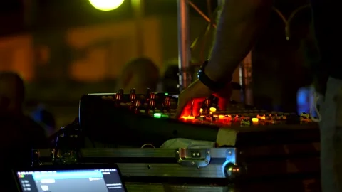Professional Audio Console In A Concert Stock Footage 136905112