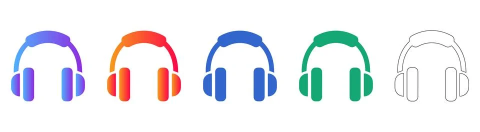 Professional Audio Headset Icon Collection Stock Illustration