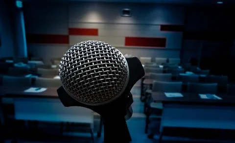 Professional Audio Microphone Grille selective focus Stock Photos