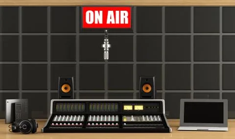 Professional audio mixer in a recording studio Stock Illustration