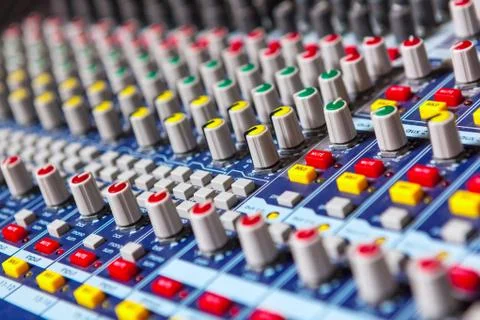Professional audio mixing concole. Stock Photos
