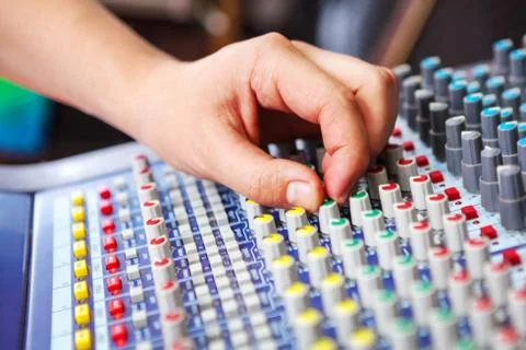 Professional audio mixing concole. Stock Photos