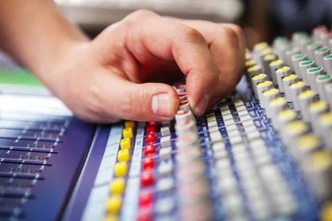 Professional audio mixing concole. Foto stock