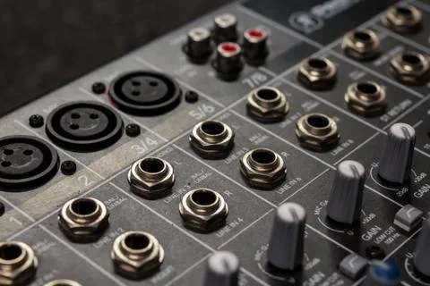 Professional Audio mixing console inputs Stock Photos