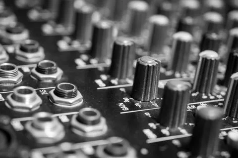 Professional Audio mixing console inputs Stock Photos