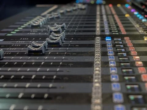 Professional Audio Mixing Console in Studio Setting Stock Photos