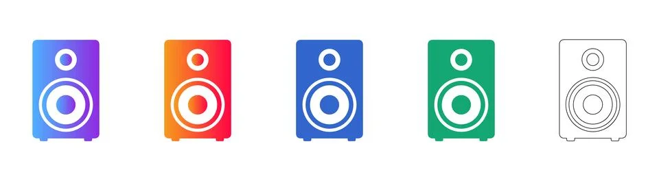 Professional Audio Speaker Icon Set Stock Illustration