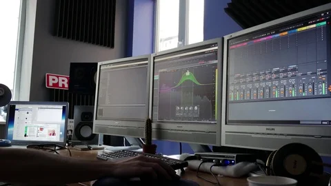 Professional audio studio computer software plugin metering Stock-Footage 74396080