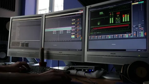 Professional audio studio computer software Stock-Footage 74396454