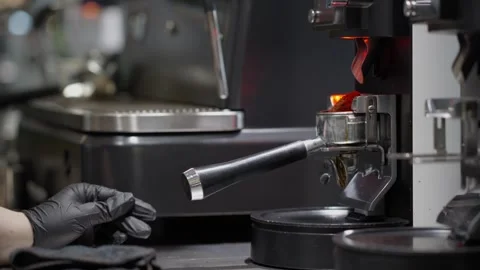 Professional automatic coffee grinder in a coffee shop. Stock Footage 332069039