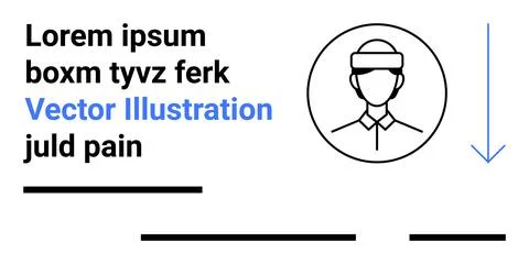 Professional Avatar with Text and Arrow Elements for Various Digital Designs Stock Illustration