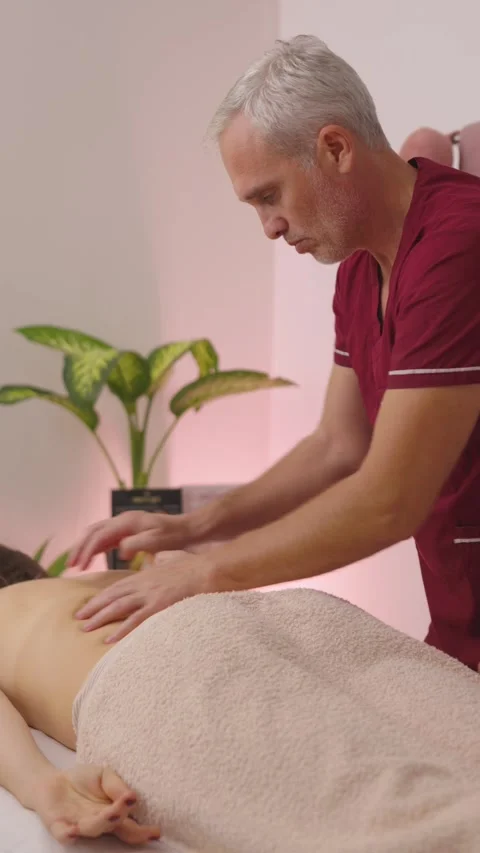 Professional Back Massage Session Stock Footage 258818938