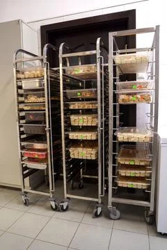 Professional bakery storage racks Foto stock