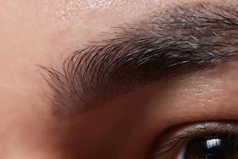 Professional barber doing threading procedure and correcting shape of eyebrows Stock Photos