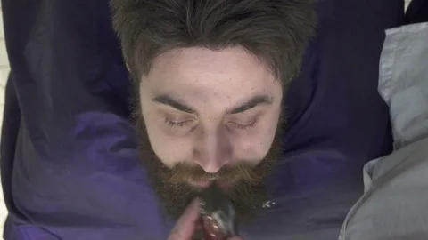 Professional Barber Trim Beard of Young man Видео 74084930