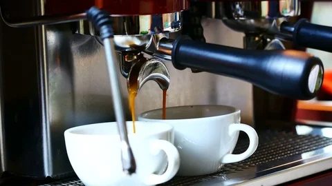 A professional Barista Use a coffee machine to BREW coffee at a customer orde Video stock 76896849