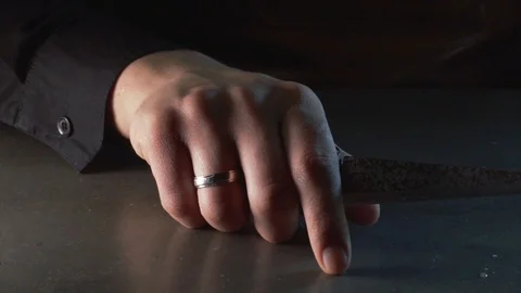 Professional bartender cuts an ice cube for a cocktail Stock Footage 87382443