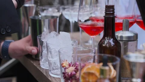 A professional bartender makes cocktails Stock Footage 329092787