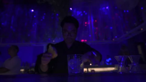 Professional Bartender Preparing Cocktail at Premium Nightclub Bar 4K Video stock 329225950