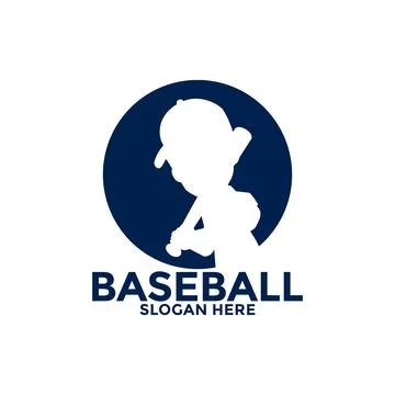 Professional baseball player template logo design, silhouette baseball logo.. Stock Illustration