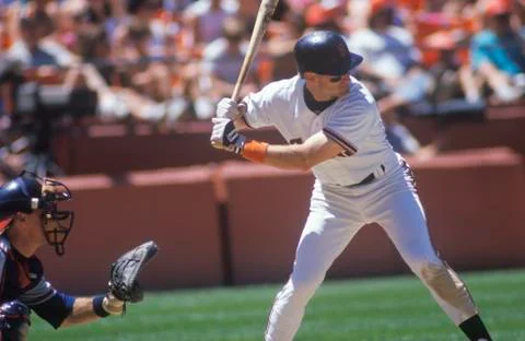 Professional Baseball player Will Clark up at bat, Candlestick Park, CA Stock Photos