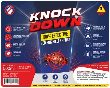 Professional Bed Bug Killer Spray Product Label Design with Modern Packaging Moc Stock Illustration