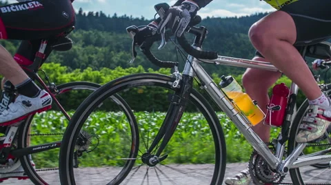 Professional bicycle competition close up slow motion Stock Footage 40052872