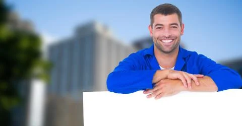 Professional with bill board in city Stock Photos