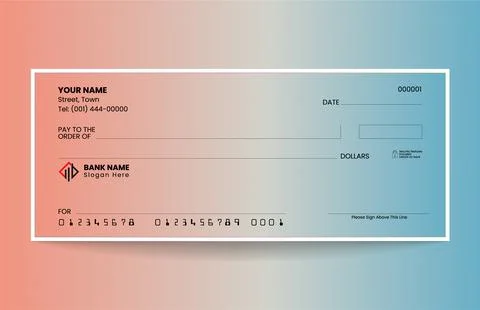 Professional Blank Check Template – Editable Bank Cheque Vector Design Illustrazione stock