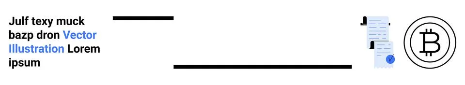 Professional Blockchain Concept with Document and Bitcoin Symbol Vector Stock Illustration