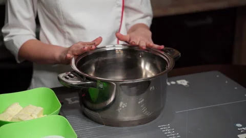 Professional blogger pastry chef explains recipe. Step by step cake preparation. Stock Footage 166222959