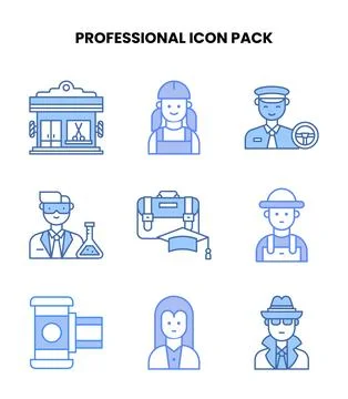 Professional Blue Icons Pack Stockillustratie