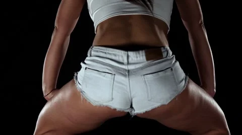 Professional booty dancer actively moving in the studio. Black 스톡 동영상 61420894