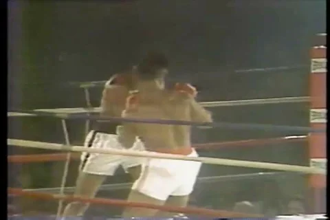 Professional Boxer Mike Tyson knocks out Marvis Frazier and talks about saying Stock Footage 99407173