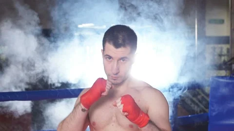 Professional boxer in ring Stock Footage 121963593