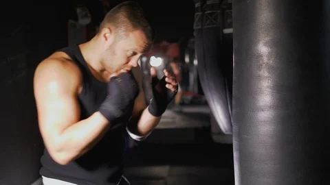 Professional boxer. Training Motivation. Slow motion. Stock Footage 81765861