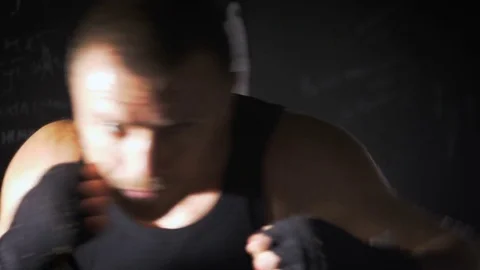 Professional boxer. Training Motivation. Slow motion. Stock Footage 81766092