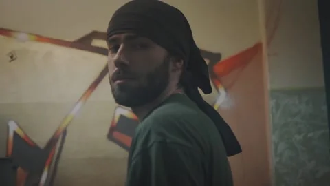 Professional break dancer posing indoors Stock Footage 155621621