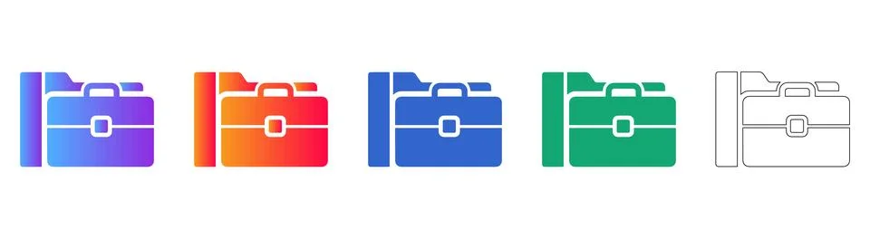 Professional Briefcase File Folder Icons Stock Illustration