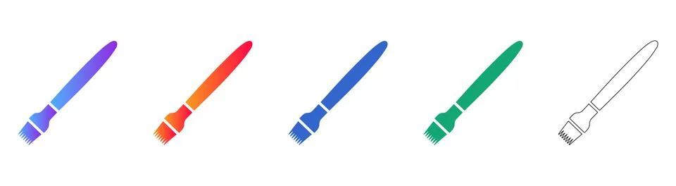 Professional Bristle Brush Vector Icon Set 스톡 일러스트