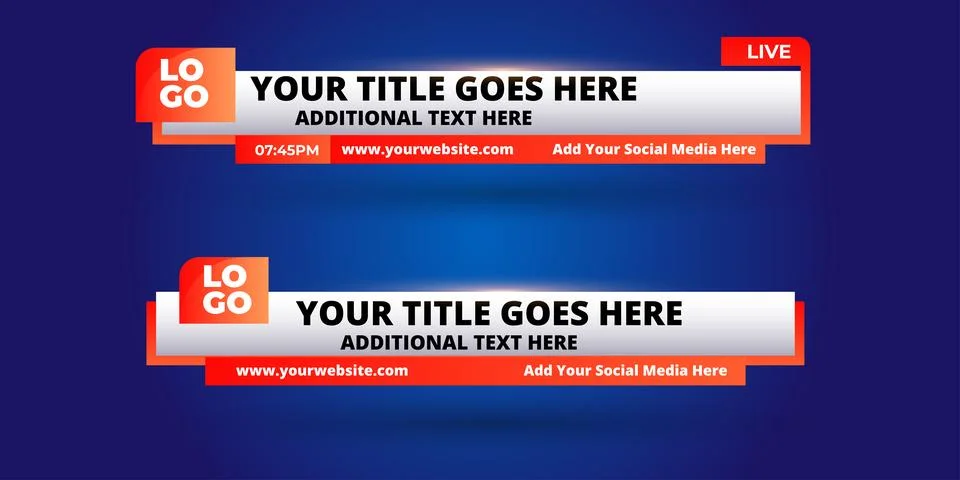 Professional Broadcast Lower third Design Template Illustrazione stock