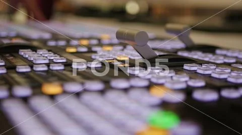 Professional broadcast video mixer in studio. Concept for background. Stock Photos