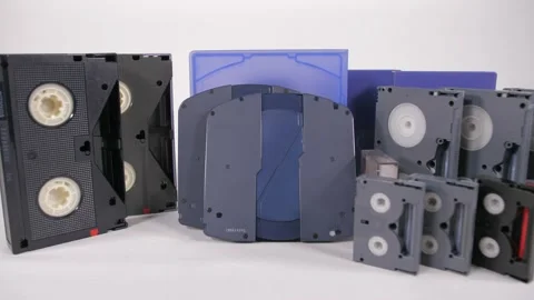 Professional broadcast video tapes evolution analog to digital 4k Stock Footage 143227923