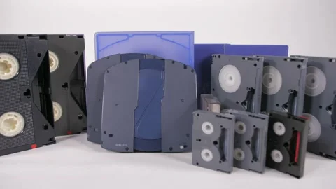 Professional broadcast video tapes evolution analog to digital 4k Stock Footage 143227942