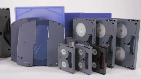 Professional broadcast video tapes evolution analog to digital 4k Stock Footage 143227973