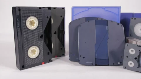 Professional broadcast video tapes evolution analog to digital 4k Stock Footage 143227994