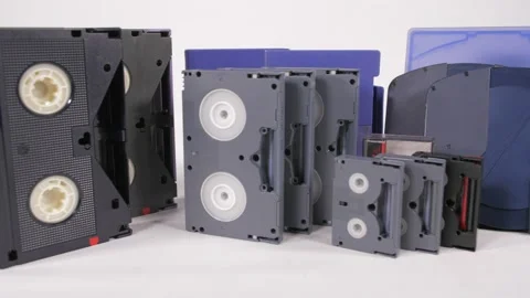 Professional broadcast video tapes evolution analog to digital 4k Stock Footage 143228014