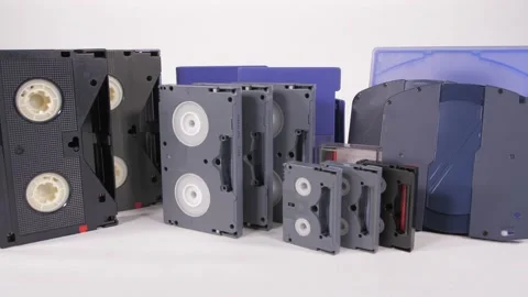 Professional broadcast video tapes evolution analog to digital 4k Stock Footage 143228043