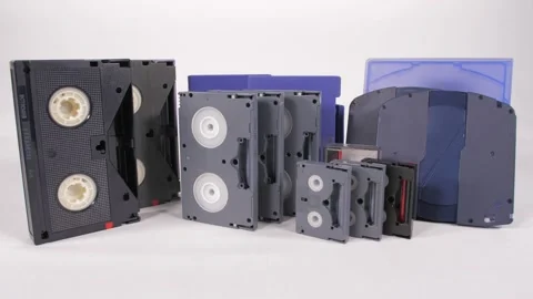 Professional broadcast video tapes evolution analog to digital 4k Stock Footage 143228073